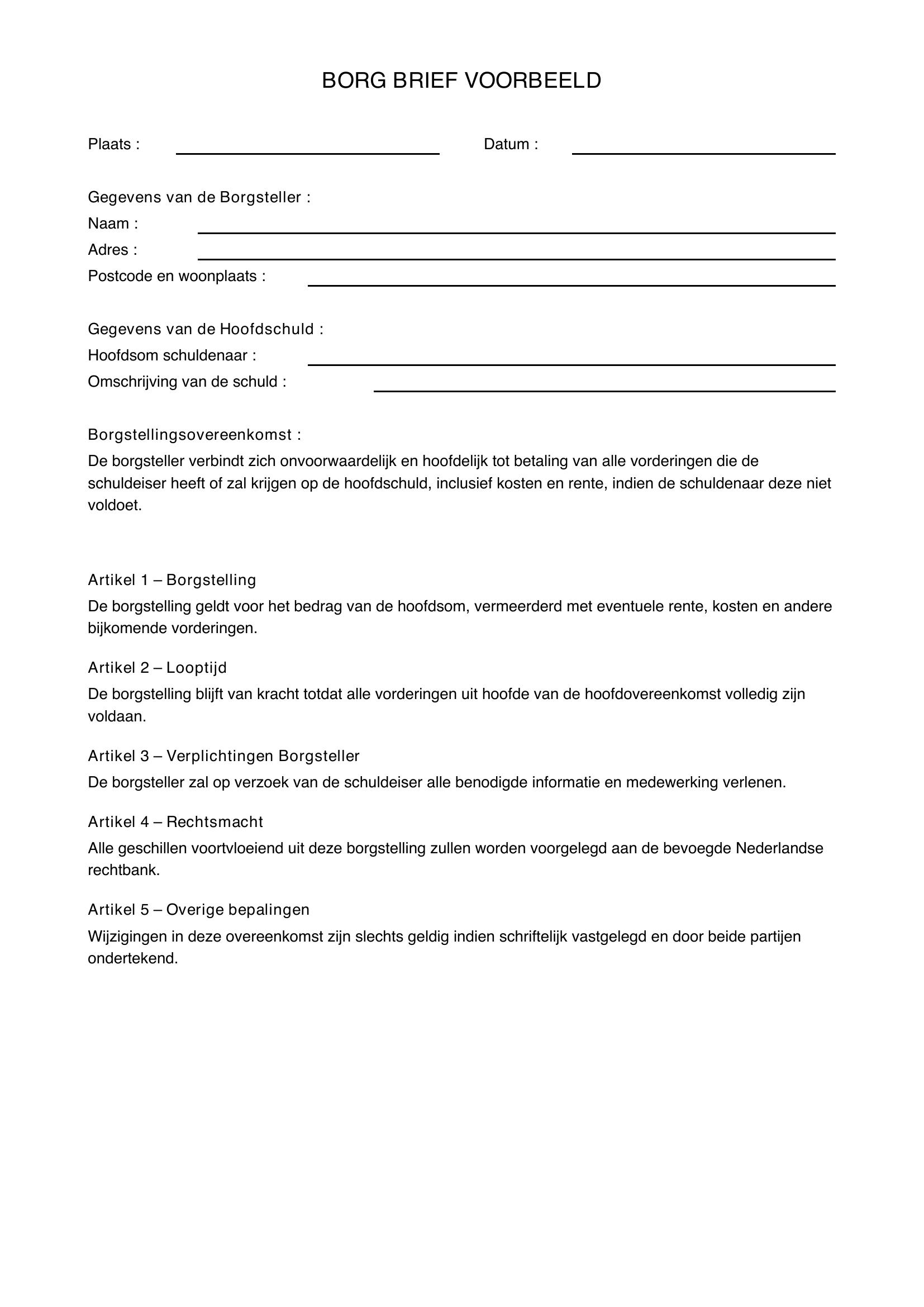 Borg Brief Voorbeeld