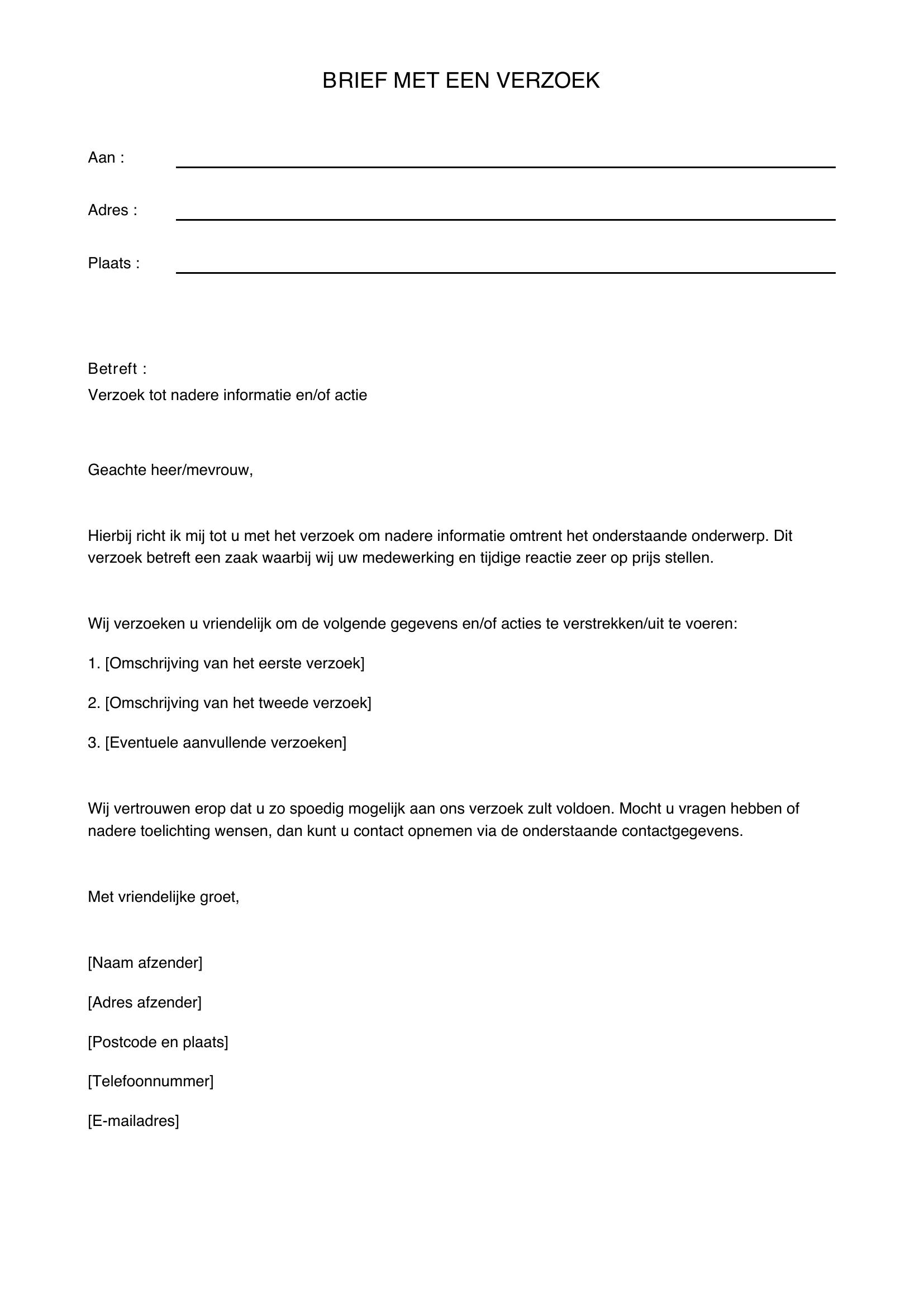 Brief Opstellen Met Een Verzoek
