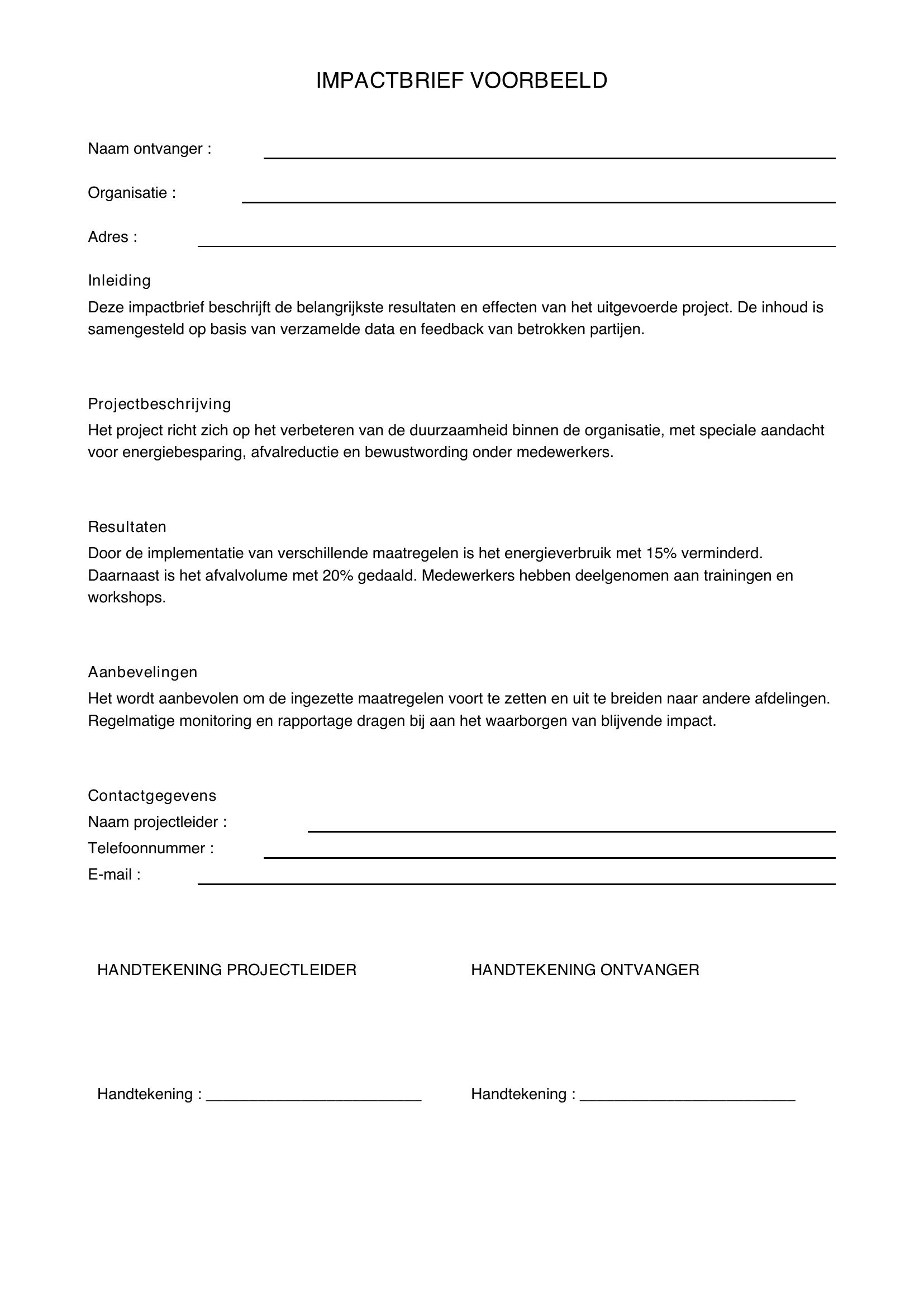Impact Brief Voorbeeld