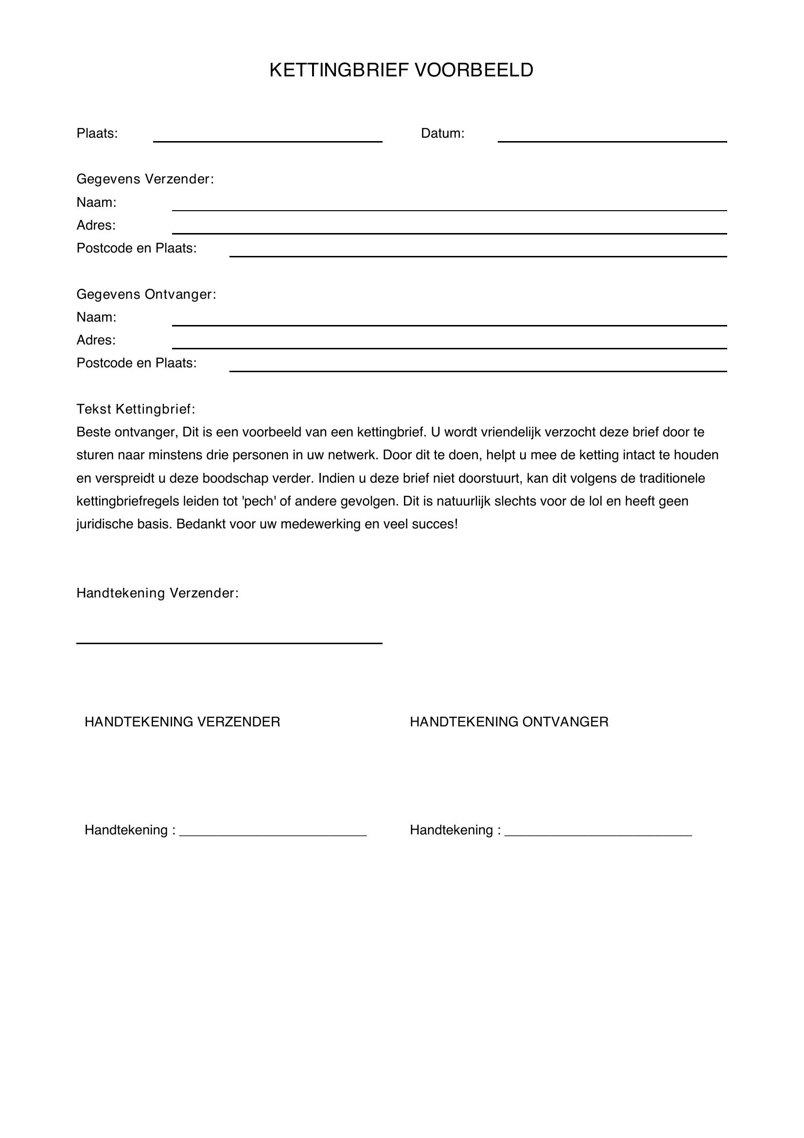 Kettingbrief Voorbeeld