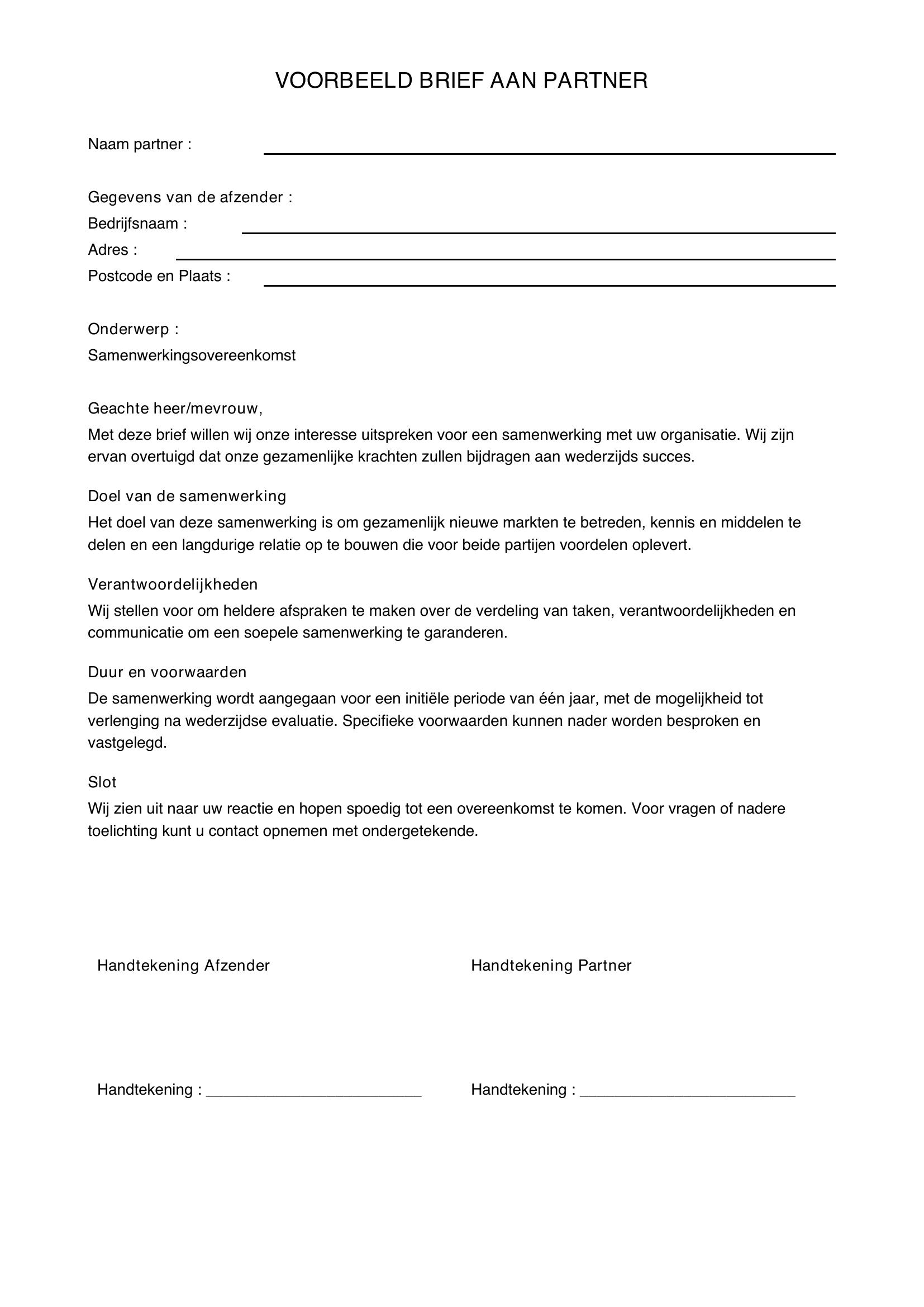 Voorbeeld Brief Aan Partner