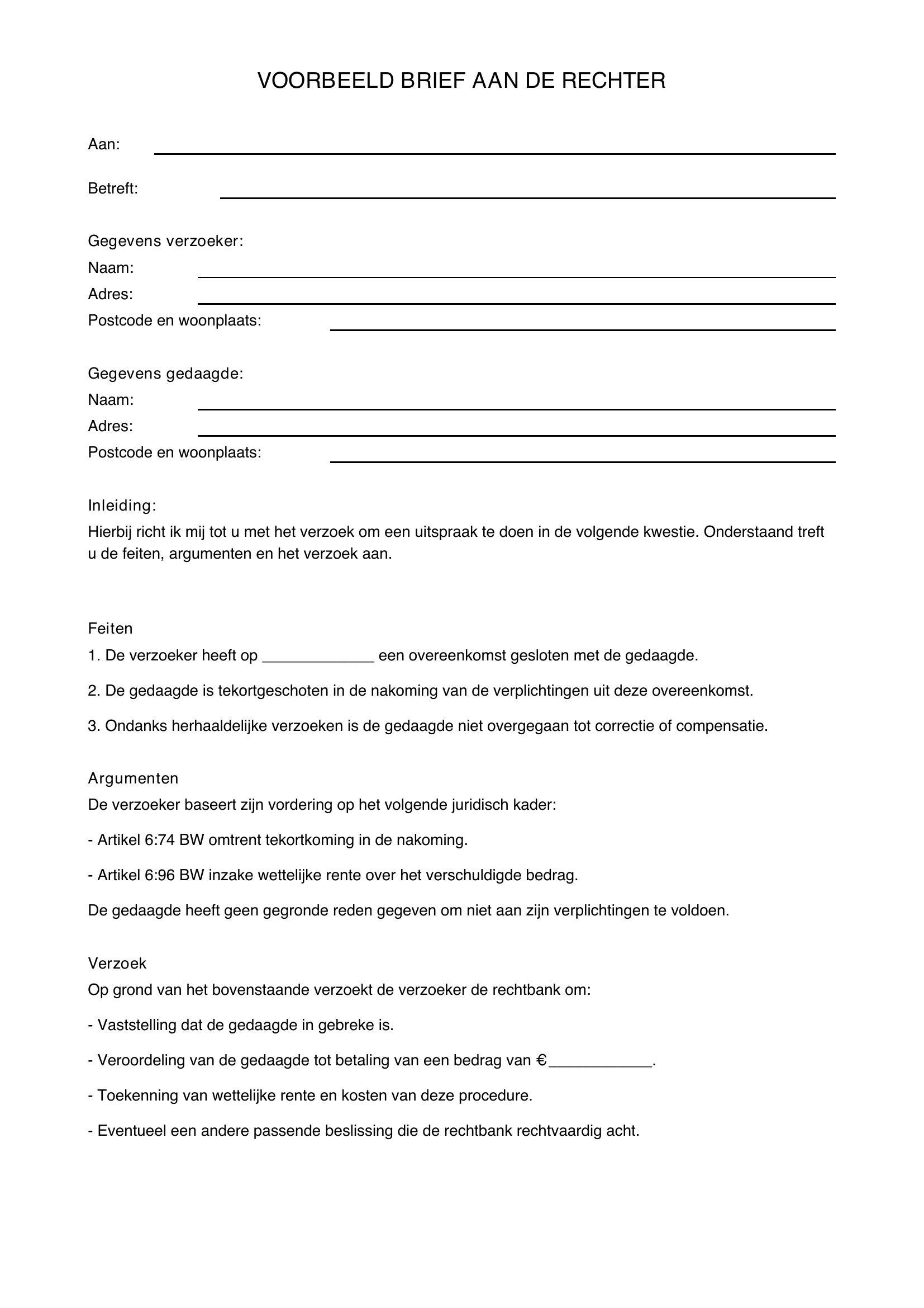 Voorbeeld Brief Aan Rechter